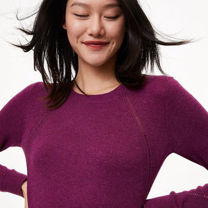 LOFT Petite Crochet Detail Shirttail Sweater XS